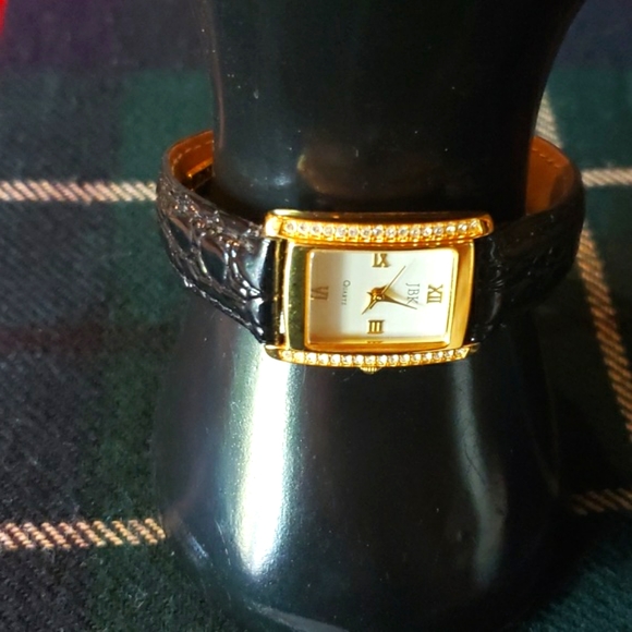 VTG JBK Rhinestone Watch by CAMROSE & KROSS - Mock-Croc Leather Band - EVC - Picture 3 of 7